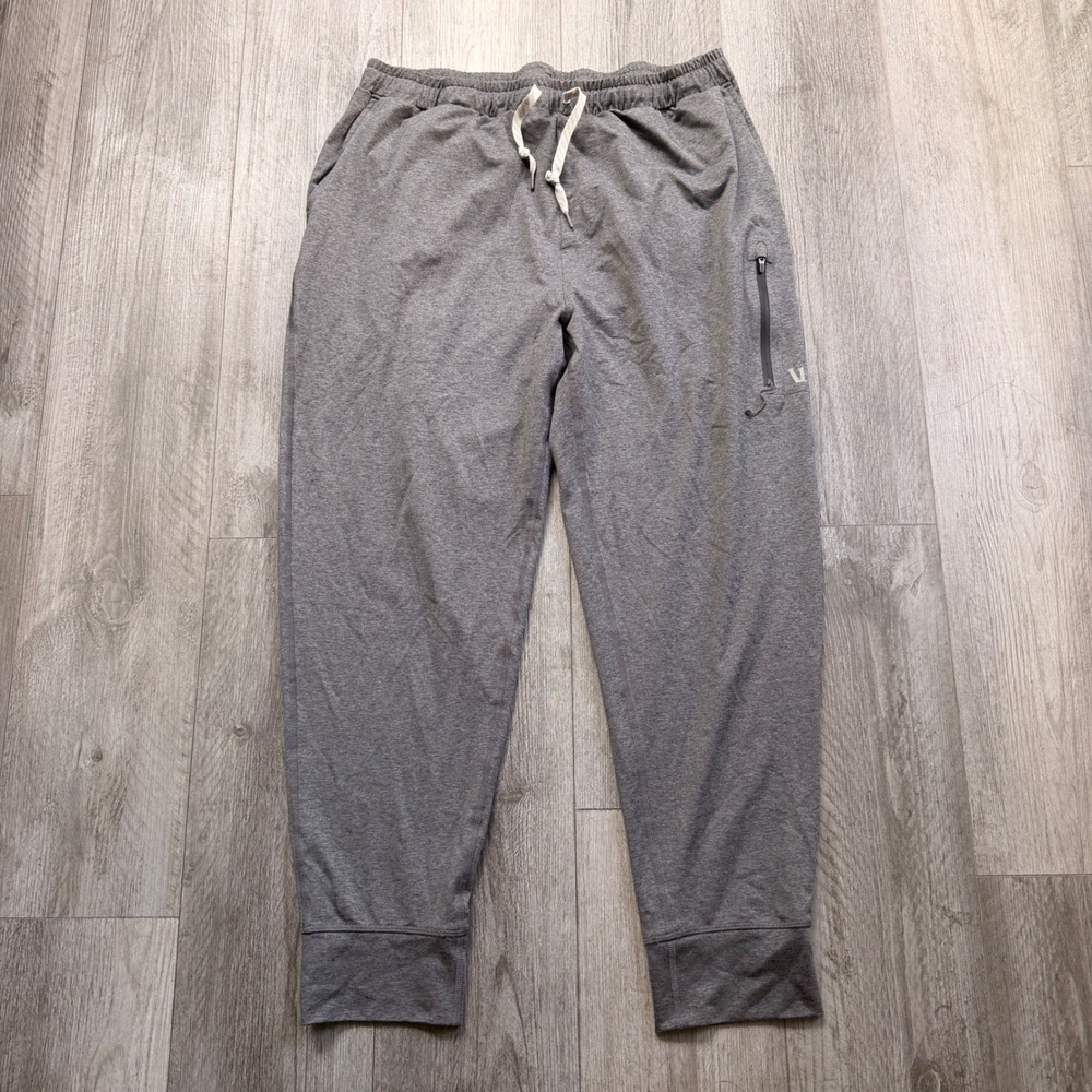 Vuori Mens XXL Gray cuffed Joggers Recycled Polyester Zip Pockets Athletic